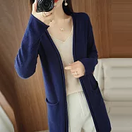 【ACheter】 秋冬新款披肩大V針織無扣外搭慵懶毛衣長版外套上衣# 114210 FREE 藏青