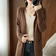 【ACheter】 秋冬新款披肩大V針織無扣外搭慵懶毛衣長版外套上衣# 114210 FREE 咖色
