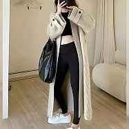 【MsMore】 歐洲站秋裝森女韓版chic寬鬆時髦過膝長袖針織開衫馬海毛毛衣長版外套# 114251 FREE 棕色