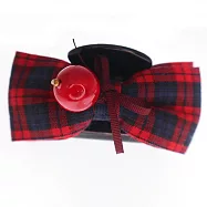 【PinkyPinky Boutique】小櫻桃 蝴蝶結抓夾 (暗紅格子)