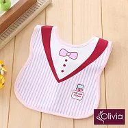 【Olivia】可愛卡通防水圍兜口水巾 西裝粉