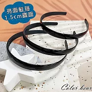 【卡樂熊】基本百搭亮面純黑3入組造型髮箍(九款)- 1.5cm圓面