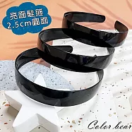 【卡樂熊】基本百搭亮面純黑3入組造型髮箍(九款)- 2.5cm圓面