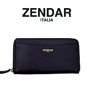 【ZENDAR】台灣總代理 限量1折 頂級小牛皮拉鍊長夾 瑪蒂娜系列 全新專櫃展示品 (黑色)