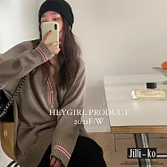 【Jilli~ko】學院風V領開扣針織外套 h1811 FREE 卡其色