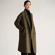 旅途原品 澳洲進口高支羊毛羊絨雙面呢大衣-B入毛呢外套女冬 M L XL L 蘚苔綠
