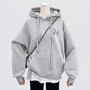 【MsMore】 內銀狐絨 本命年紅加絨連帽T超Q小兔寬鬆長袖保暖中長上衣 # 115469 2XL 灰色