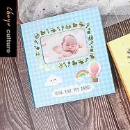 珠友 12K3孔雙格寶寶相本/相冊/新生兒成長相簿/超音波紀錄/側邊置入(4x6)-60枚相片 02藍