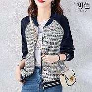 【初色】小香風短款寬鬆休閒棒球服外套-共2色-64239(M-2XL可選) 2XL 寶石藍