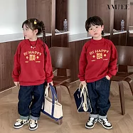 【AMIEE】平安喜樂加絨閤家親子裝(KDTQ-C22/KDTQ-T165) XXS 小孩紅色(110CM)