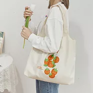 E.City_水果圖案單肩帆布購物提袋 草莓