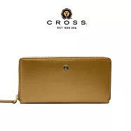 【CROSS】台灣總經銷 限量1折 頂級小牛皮維納斯系列拉鍊長皮夾 全新專櫃展示品 發財金