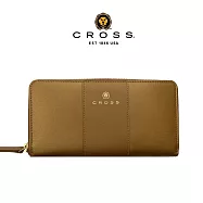 【CROSS】台灣總經銷 限量1折 賈姬限定款 頂級小牛皮拉鍊長夾 全新專櫃展示品 (發財金)