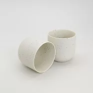 smith&hsu 窯變直筒對杯，荼米白色，大