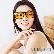 【ALEGANT】潮流明黃色亮黑方框防眩光全罩式寶麗來偏光墨鏡/外掛式UV400太陽眼鏡/包覆套鏡