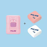 MILAN橡皮擦+屑屑刷_小動物系列(含補充橡皮擦2入) 小兔子