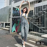 【Jilli~ko】可調整減齡顯瘦老爹褲牛仔連身吊帶褲 J9983 FREE 藍色