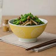 【日本Bisque】波佐見燒|煙花風詩 陶瓷飯碗12cm ‧ 黃