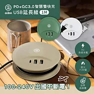 aibo PD+QC3.0 智慧雙快充 USB延長線(1M) 奶茶棕