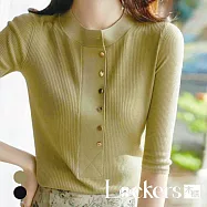 【Lockers 木櫃】春季法式輕奢打底顯瘦針織上衣 L112031303 FREE 芥黃色F