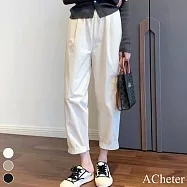 【ACheter】 空氣感蘿蔔褲高腰百搭寬鬆顯瘦大碼休閒哈倫長褲# 116212 M 米白