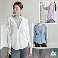 【BODYAIR嚴選】輕彈俏皮遮陽連帽罩衫外套(瑜珈.運動.慢跑.透氣.舞蹈.運動外套) S 白