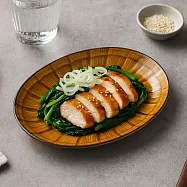 【日本Tojiki Tonya】Suzune美濃窯燒扇形 陶瓷淺盤16cm ‧ 茶棕色