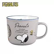 【日本正版授權】史努比 寬口馬克杯 350ml 寬口杯/咖啡杯 Snoopy 大西賢製販 - 灰色款