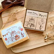 Micia-illustration插畫印章組 ILL-06絨毛貓的生日派對