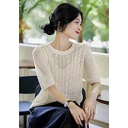 【Jilli~ko】時尚氣質微鏤空麻花編織針織衫 J10135 FREE 杏色