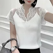 【Jilli~ko】蕾絲花邊V領打底內搭針織背心 J10093 FREE 白色