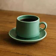 【日本Amabro】職人陶匠素釉 咖啡杯盤2件組 ‧ 均窯釉