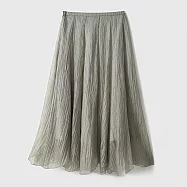 【MsMore】 最美女主角浪漫春夏高腰木耳邊不規則中長版雪紡紗長裙 # 116755 M 綠色