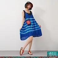 潘克拉 | 藍染波紋細肩帶中長縲縈背心小衫 TM981 FREE 藍色