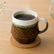 【日本cobono】職人匠釉 濃淡兩色 窯燒馬克杯350cc ‧ 橄欖綠