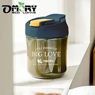 【OMORY】愛喲雙飲彈蓋吸管瓶500ML 黛藍