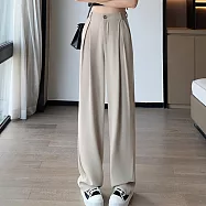 【MsMore】 闊腿褲薄款高腰垂感直筒窄版寬鬆拖地西裝長褲# 117162 M 米色