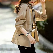 【MsMore】 高顏值防曬特爆款絲滑磨砂感連帽休閒長袖薄涼風衣中長版外套# 117194 2XL 米色