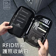 P.travel RFID防盜刷家庭護照收納包 多功能證件包 黑色