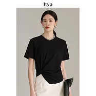 ltyp旅途原品 時髦率性解構式扭結T恤 M L XL M 經典黑
