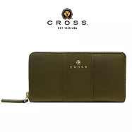 【CROSS】台灣總經銷 限量1折 賈姬限定款 頂級小牛皮拉鍊長夾 全新專櫃展示品 (墨綠色)