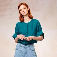 【ST.MALO】水洗100%精品亞麻法式多爾曼袖圓領上衣-2327WS M 孔雀綠