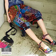 【潘克拉】尼泊爾拼布綁腿七分褲 TM248 FREE 圖片色