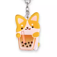 小鏡子鑰匙圈 珍奶柯基