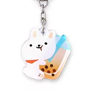 小鏡子鑰匙圈 珍奶兔兔