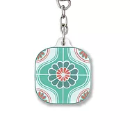 小鏡子鑰匙圈 花磚-復古花