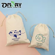 【OMORY】手作8安帆布束口袋 收納袋 環遊世界(大)+海底世界(小)