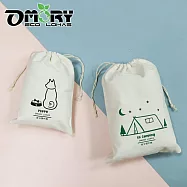 【OMORY】手作8安帆布束口袋 收納袋 露營野趣(大)+毛小孩日(小)