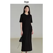 ltyp旅途原品 日本進口三醋酸時髦優雅扭結連衣裙 M L-XL M 靜謐黑