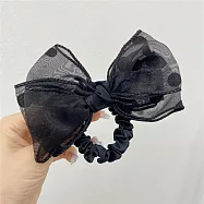 【JENG】法式小香風歐根紗波點蝴蝶結髮圈(97030) _黑色